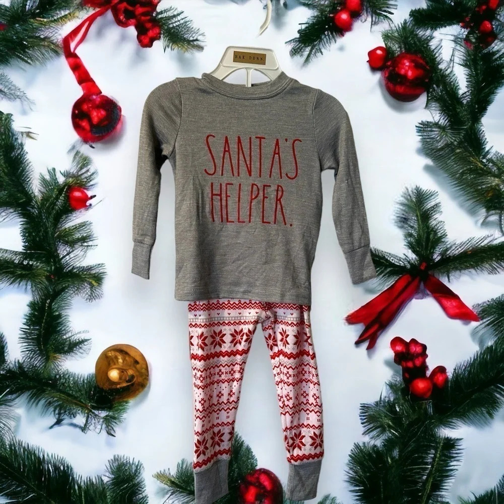NWT Rae Dunn 2t and 7 gender neutral Christmas pajamas.